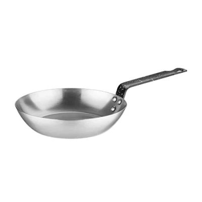 Image of Vogue Carbon Steel Frying Pan 20(Dia)cm/900 ml, Black, Steel, Oven Safe Pan, Season Before Use, Hanging Hole for Storage, Professional &amp; Home Kitchen GD063