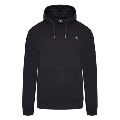 Image of Dare2b Distinctly Mens Hoodie urban style with drawcord adjuster and front kangaroo pocket back graphic print Black