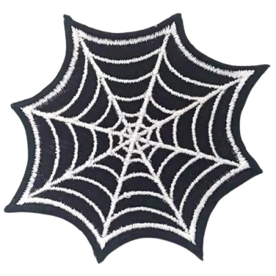 Image of Spider Web Outlaw Biker Punk Rocker Iron on Sew Embroidered Patch