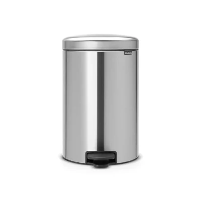 Image of Brabantia NewIcon Pedal Bin 20L (Matt Steel) Soft Closure Rubbish with Removable Inner Bucket + Free Bags
