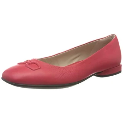 Image of ecco Women&#039;s Anine Squared Ballet Flat, Red Hibiscus, 7 UK