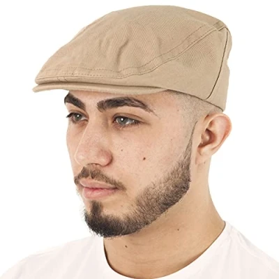 Image of TOSKATOK Brushed Cotton Flat Cap Beige