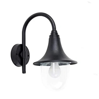 Image of MiniSun Modern IP44 Outdoor Black Fishermans Style Wall Light Lamp Complete with 1 x 6w LED ES E27 Bulb