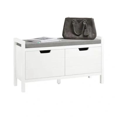 Image of SoBuy FSR63 W, Shoe Bench Rack Cabinet Hallway Storage with Seat Cushion, White