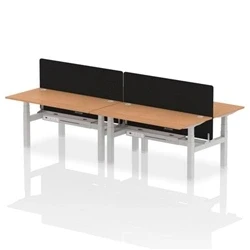 Image of Air B2B 1600x800mm Adjustable 4P Bench Desk CP Oak/Silver + Screen