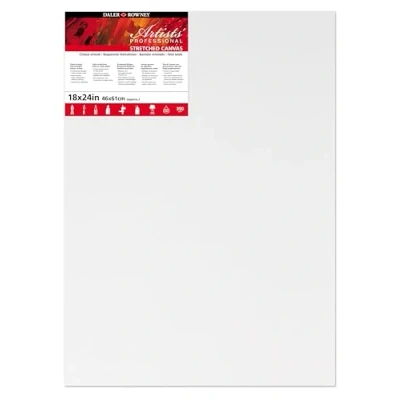 Image of Daler Rowney Artists&#039; Standard Canvas, Medium Grain, 350 gsm, 20mm frame, 18 x 24in 46 61 cm, White