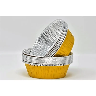 Image of Bakery Direct 50 Round Aluminium foil Pukka Pie foils/Dishes in 4 Colours! (Gold/Silver)
