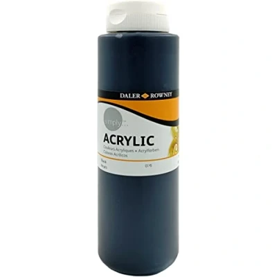 Image of Daler Rowney Simply Acrylic Paint, Plastic Pot, 25.36oz 750 ml, Black