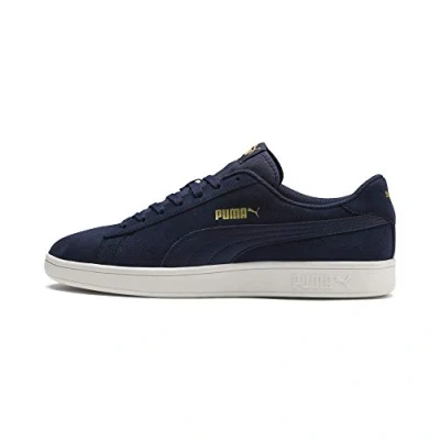 Image of PUMA Unisex Smash V2 Trainers, Peacoat Team Gold Whisper White, 10.5 UK