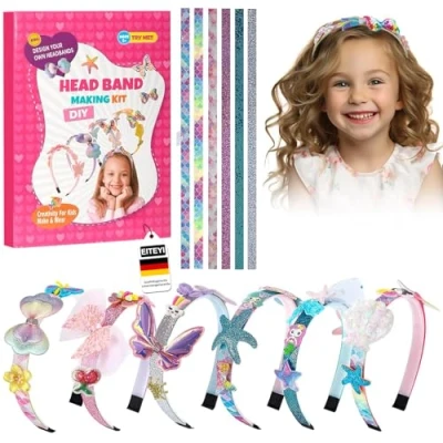 Image of EITEYI Headband Making Kit for Girls Age 5+, DIY Hair Accessories Toys Birthday Presents 5 6 7 8 9 10 11 12 Year Old Girls, Fun Craft Kits Kids, Set Gifts Girl