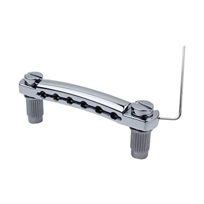 Image of Guyker Guitar Tune O Matic Tailpiece Stop Bar with Studs Bridges Parts Replacement for LP SG Style 6 String Electric (GS001, chrome)