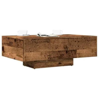 Image of vidaXL Coffee Table Old Wood, 85x55x31 cm Modern Engineered Wood Side with Metal Legs for Living Room, Lounge, Bedroom