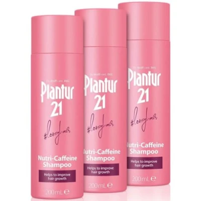 Image of Plantur 21#longhair Caffeine Shampoo for Long and Brilliant Hair 3x 200ml Womens To Improve Growth &amp; Repair Stressed No Silicones Parabens Energy Kick Roots