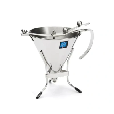 Image of De Buyer 3354.12 Automatic Piston Funnel with Stand, All Parts Stainless Steel, 1.5 Litre Capacity