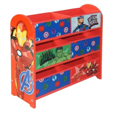 Image of Disney Marvel Avengers Toy Storage Unit: 6 Box Organizer for Bedroom Made from Engineered Wood/Fabric/Metal Easy Assembly and Clean Up