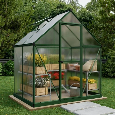 Image of 6&#039; x 4&#039; Palram Canopia Mythos Small Green Polycarbonate Greenhouse (1.85m 1.26m)