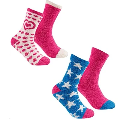 Image of undercover lingerie 4 Pair Ladies Cosy Soft Fleece Non Slip Slipper/Lounge Socks Mixed Colours 8