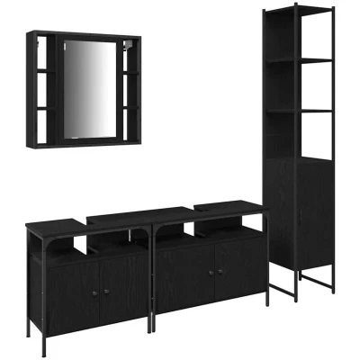 Image of vidaXL 4 Piece Bathroom Furniture Set in Black Oak Wood
