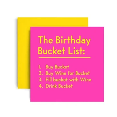 Image of Huxters Funny Birthday Card for her Bucket List Happy gifts from women Friend Gift Friendship Mum 14.8cm (Bucket List)