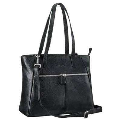 Image of STILORD &#039;Madeleine&#039; Large Leather Handbag for Women Elegant Shoulder Bag Business Satchel 13.3 Inch Laptops Tote Ideal Office Shopping, Colour:black