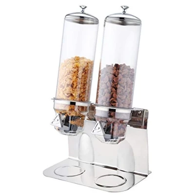 Image of Commercial Quality Stainless Steel and Polycarbonate Cereal Dispenser for Breakfast Buffet Bars with TWO 4 litre container. Stylish, money saving presentation of cereals Hotels, Guest Houses etc.