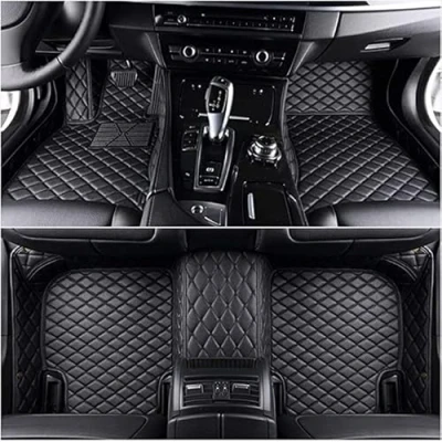 Image of HILCAR Custom Leather Car Floor Mats for AUDI RS6 2016 2024 RHD, All Inclusive Set, Waterproof Non Slip Front Rear Foot Pads, Auto Protection Liners,B Black