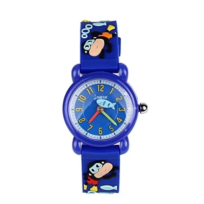 Image of ele ELEOPTION Children&#039;s Watch Waterproof 3D Cute Cartoon Design Round Dial Silicone Rubber Jelly Color Band Quartz Wristwatch for Little Xmas Girls Boy Kids Children (Cute Monkey, Darkblue)