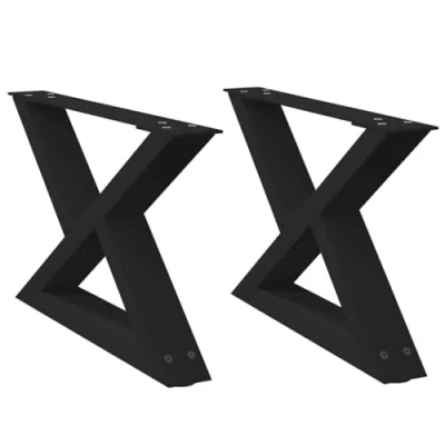 Image of vidaXL Coffee Table Legs Black Steel Adjustable Height Sturdy Living Room Lounge Office Customizable Modern