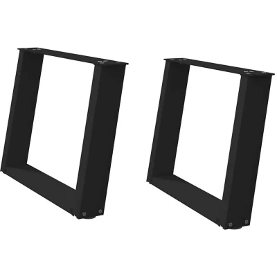 Image of vidaXL U shaped coffee table legs black steel 70x(42 43) cm custom base for home or office use