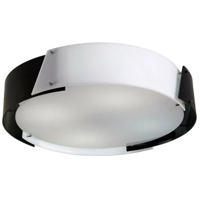Image of Dakota Flush Ceiling Medium 4 Light E27 Polished Chrome/Black &amp; White Acrylic