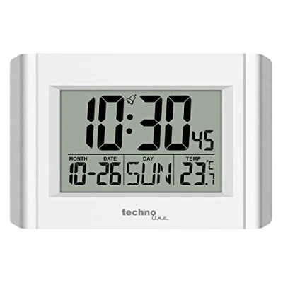 Image of Technoline Digital Quartz Wall Clock WS8002, White Silver, 215 x 150 28mm