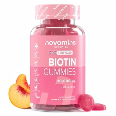 Image of Biotin Gummies 10,000 mcg 60 Day Supply Hair Vitamins Vegan Chewable Anti Loss and Thinning Supplement for Growth Made by Novomins