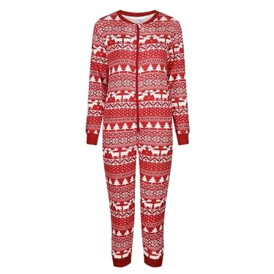 Image of Christmas Onezee Boys Girls Sleepsuit Xmas 1 Piece Pyjamas All in one 9 to 16 Years (Red 15/16Y)