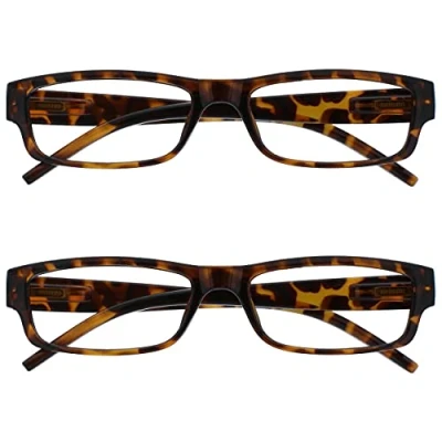 Image of OPULIZE, Reading glasses Brown Tortoiseshell Lightweight Comfortable Readers Value 2 Pack Mens Womens RR32 +2.50