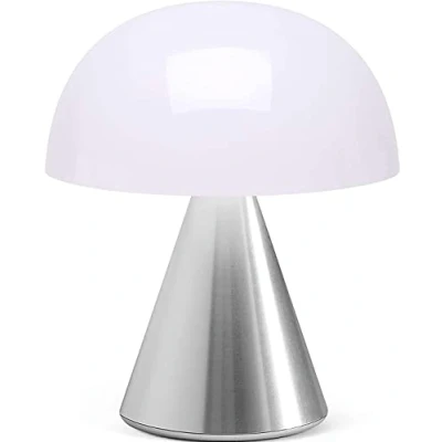 Image of Lexon Mina M Mushroom Lamp Portable Bedside Light for Bedrooms, Kids &amp; Nursery 9 LED Color Rechargeable Table with 24h Dimmer, Medium Alu Poli