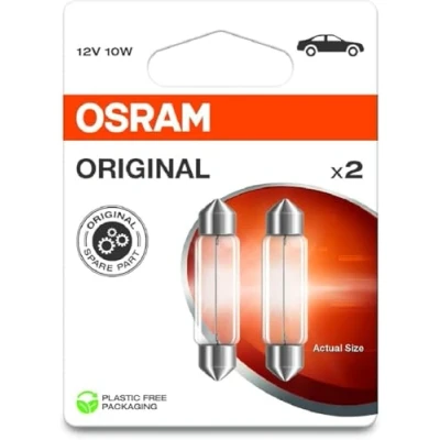 Image of OSRAM ORIGINAL LINE 12V, Festoon, Signal lamp, 6411 2BL, double blister, 2 lamps