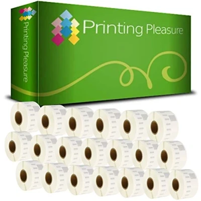 Image of Printing Pleasure 20 x 99013 Compatible Clear Address Labels Rolls for LabelWriter &amp; Seiko Label Printers 36mm 89mm 260 per Roll