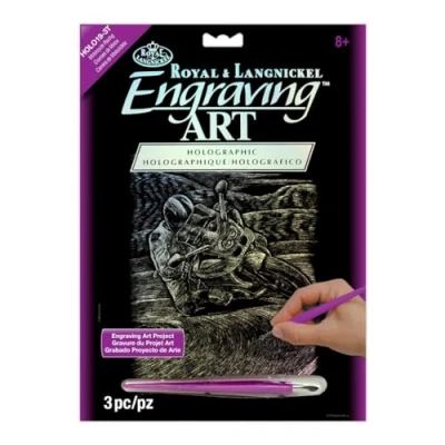 Image of Royal &amp; Langnickel Glow In The Dark Engraving Art A4 Size Motorcycle Racing Designed Painting Set