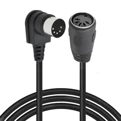 Image of MIDI DIN Extension Cable, 5 Pin 90 Degree Angle Male Plug to Female Socket Audio MIDI/AT Adapter Cable for Keyboard Synthesizer, Organ, Electric Piano, Guitar (3 Meter / 9.8 Ft)