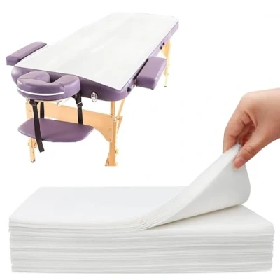 Image of 20 Pieces Disposable Non Woven Bed Sheets Massage Table Covers Thicker Cover Fabric Pads for Spa Club Beauty Salon Hotels Tattoo Lash Bed, 80 x 180 cm (White)