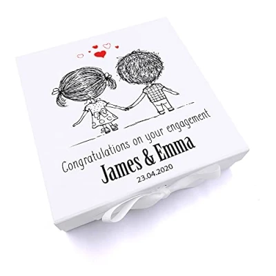 Image of ukgiftstoreonline Personalised Engagement Gift Keepsake Memory Box (Large)