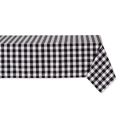Image of DII Checkered Tabletop Collection 100% Cotton, Machine Washable, Tablecloth, 52x52, Black