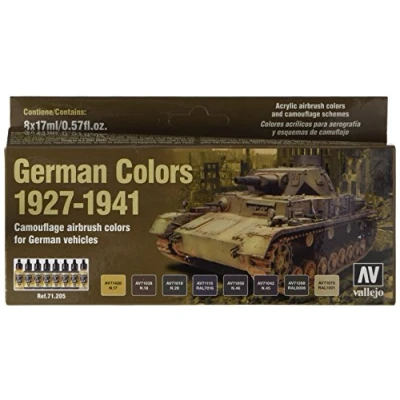 Image of Acrylicos Vallejo &quot;German Colors 1927 1941&quot; Model Air Set, Grey, 17 ml (Pack of 8)
