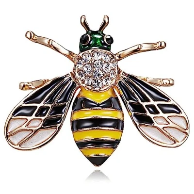 Image of Gleamart Enamel Honeybee Brooch Pin Insect Animal Brooches for Women 02 Black Yellow
