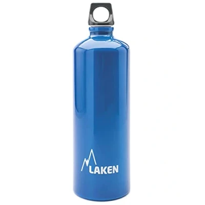 Image of LAKEN Futura Water Bottle with Narrow Mouth, Single Wall Lightweight Aluminum BPA Free, Leak Proof Screw Cap, 1 Litre, Blue