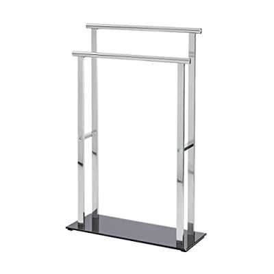 Image of Wenko Lava Silver stainless Steel Towel Rail, steel, silver/black, 47x6x80 cm