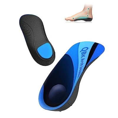 Image of Plantar Fasciitis Insoles, QBK Orthotic Men&#039;s Shoe Inserts, High Arch Support, Treat Fasciitis, Flat Feet, Metatarsalgia, Foot Pronation, Supination XL