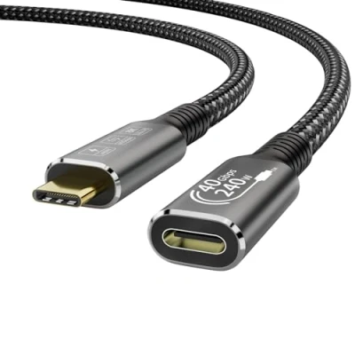 Image of YIWENTEC USB4 8K 0.8M Cable Thunderbolt 4 Compatible USB Type C Male to Female Extension Ultra HD 8K@60Hz 100W Charging 40Gbps Data Transfer with External SSD eGPU Docking