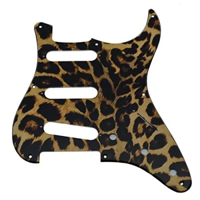 Image of Dopro 8 hole Vintage ST SSS Single Coil Pickups Guitar 3D Printed Plastic Pickguard Scratch Plate for standard FD Strats Leopard Stripe