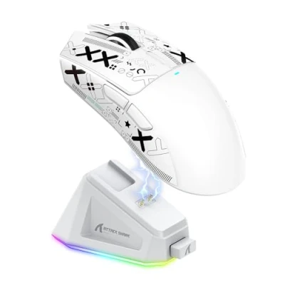 Image of ATTACK SHARK X11 Gaming Mouse with Magnetic Charging Dock, PixArt PAW3311 Sensor, BT/2.4G Wireless/Wired Grip Tape, 22000 DPI, Gamer Mice for Win11/Xbox/PS/Mac (White)